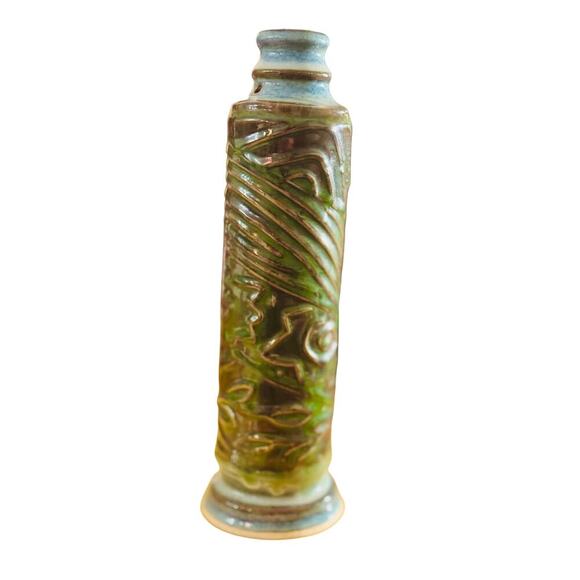 Studio Pottery Aroma Diffuser Bottle – Green Glazed Incense Smoker – Handcrafted - Picture 1 of 6